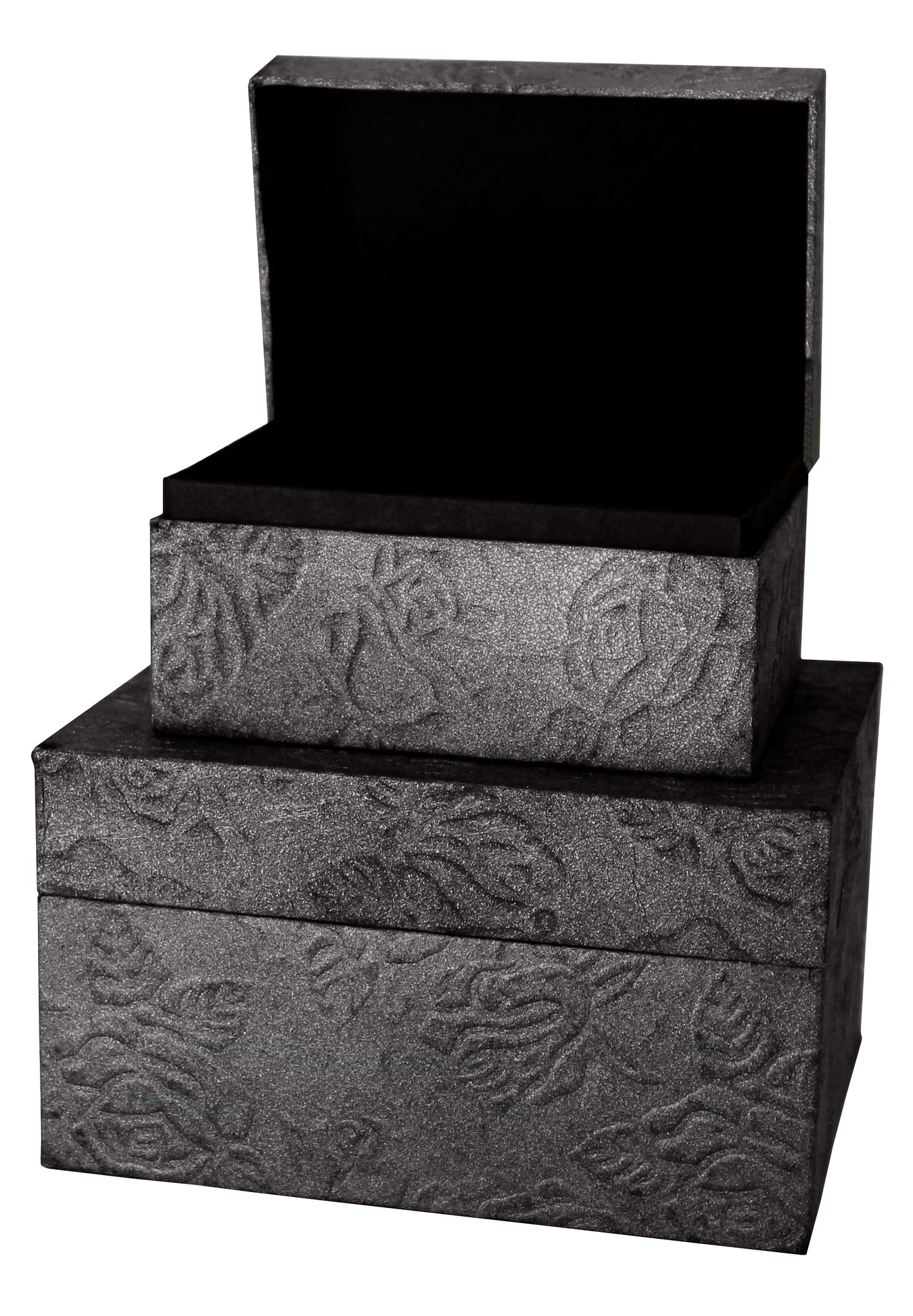Shadow Crest Chest Biodegradable Urn (Embossed Metallic Black) - Eco Casket Co.