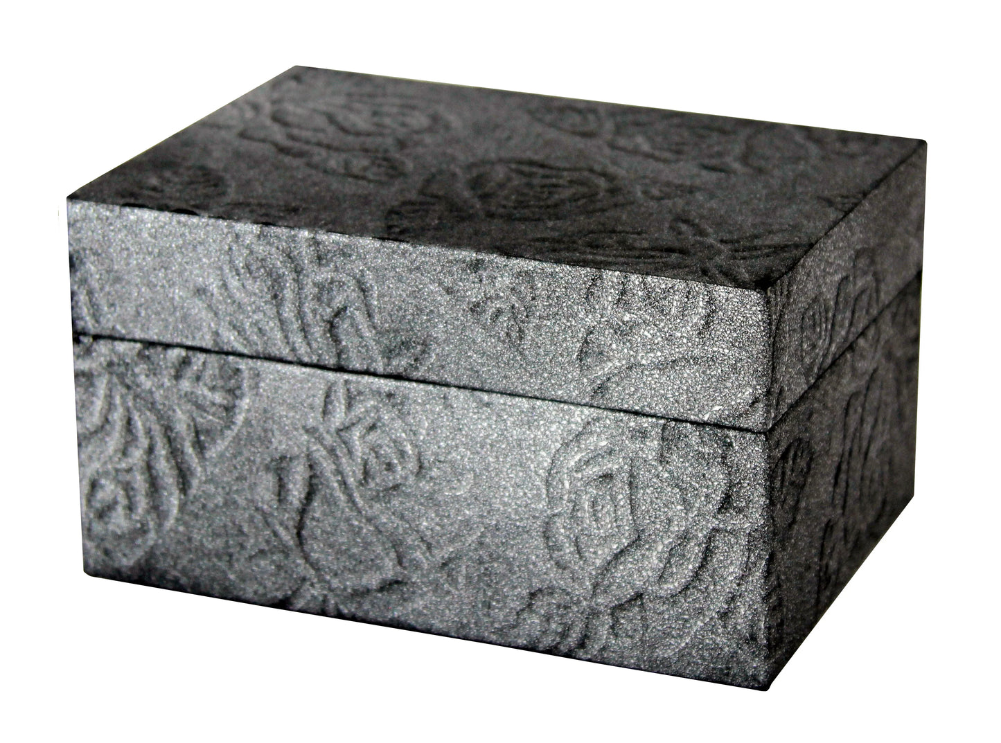 Shadow Crest Chest Biodegradable Urn (Embossed Metallic Black) - Eco Casket Co.