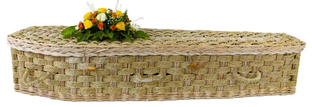 Whitewash Willow & Seagrass Six-Point Casket – Eco Green Burial (Mesa Series)