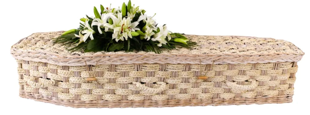 Whitewash Willow & Corn Leaf Six-Point Casket – Eco Green Burial