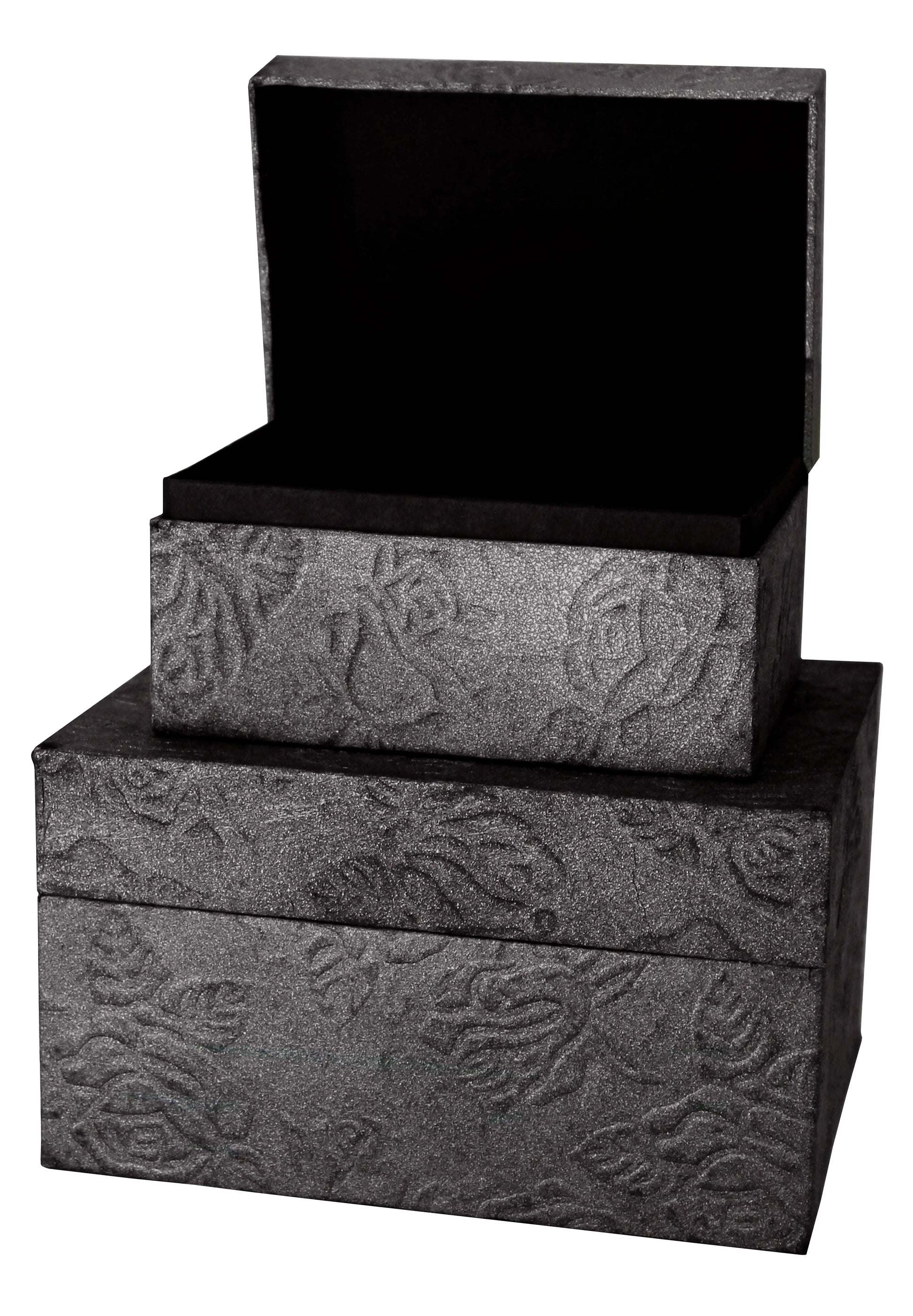 Shadow Crest Chest Biodegradable Urn (Embossed Metallic Black) - Eco Casket Co.
