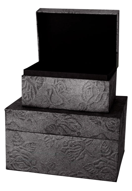 Shadow Crest Chest Biodegradable Urn (Embossed Metallic Black) - Eco Casket Co.