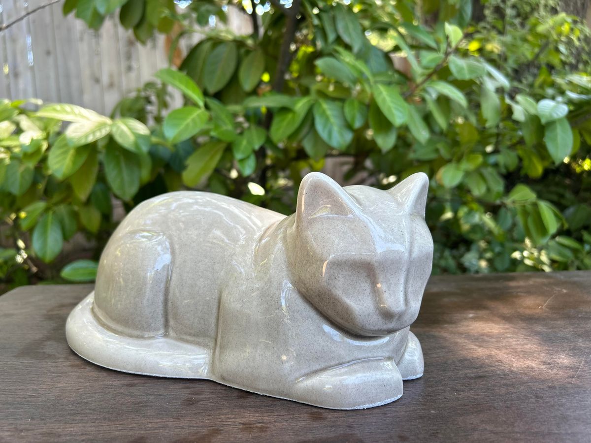 Resting Cat Pet Urn – Ceramic Memorial Urn (Multiple Finishes)