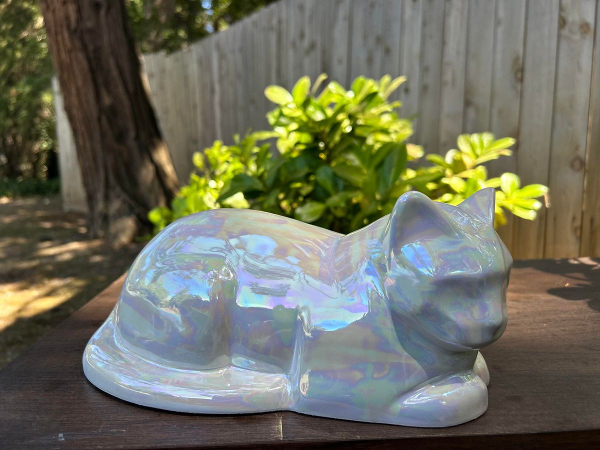 Resting Cat Pet Urn – Ceramic Memorial Urn (Multiple Finishes)