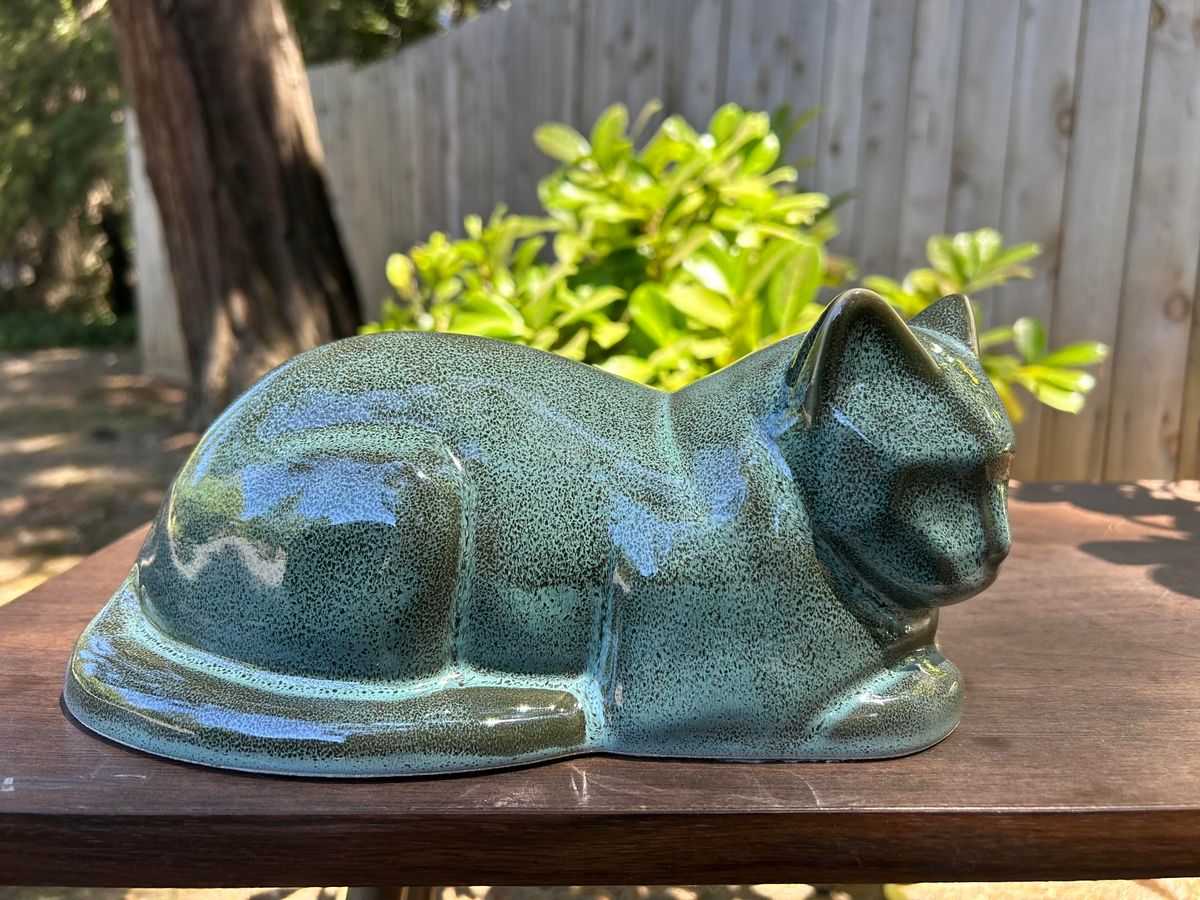 Resting Cat Pet Urn – Ceramic Memorial Urn (Multiple Finishes)