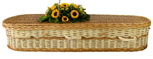Steam-Toned Willow & Corn Leaf Rounded Casket – Eco Green Burial (Yukon Series)