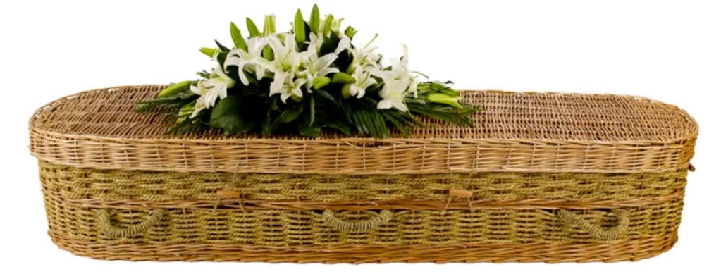 Steam-Toned Willow & Seagrass Rounded Casket – Eco Green Burial (Mesa Series)