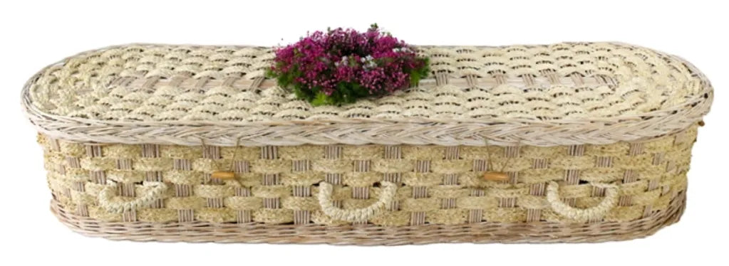 Whitewash Willow & Corn Leaf Rounded Casket – Eco Green Burial