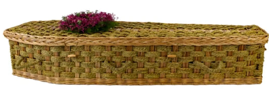 Steam-Toned Willow & Seagrass Six-Point Casket – Eco Green Burial (Mesa Series)